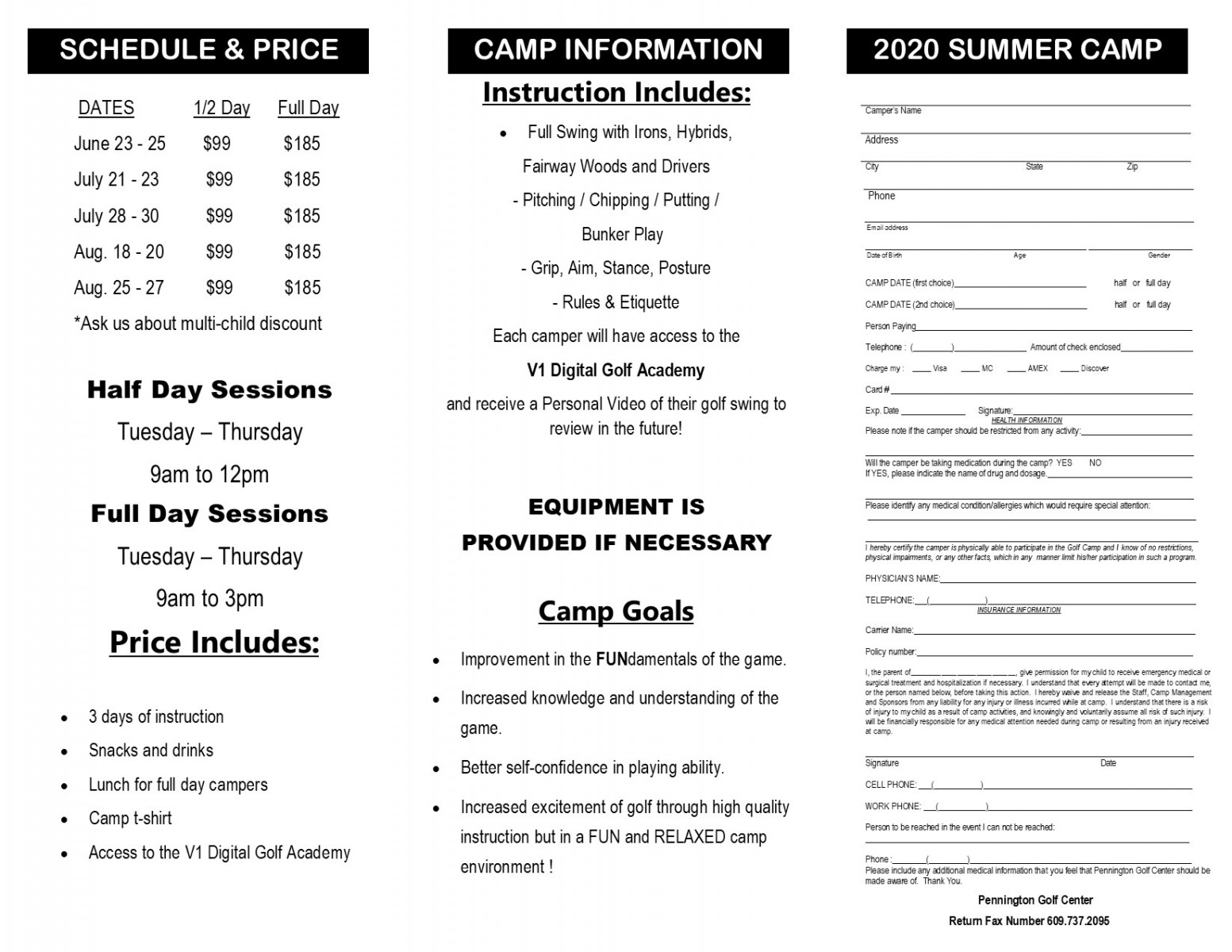2020 Junior Summer Camps at Pennington Golf Center